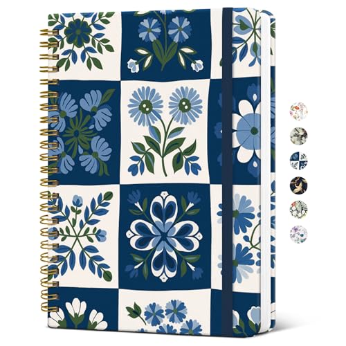 Taja Spiral Lined Journal for Women, Pretty Hardcover Journal Notebook, A5 - color: E-Petal Array