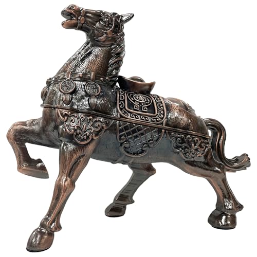 Briskfeel Metal Ornament Galloping Horse Statue Classic Bronze Finish Luxury Home Decor Multi Functional Sculpture for Living Room Office Desk Feng Shui Art (D3 Bronze) - color: D3 Bronze