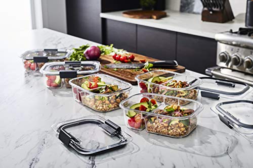 Rubbermaid Brilliance Meal Prep Containers, 2-Compartment Food Storage Containers, 2.85 Cup, 5-Pack, BPA-Free, Clear/Grey - size: 2.85 cup (10-Piece)