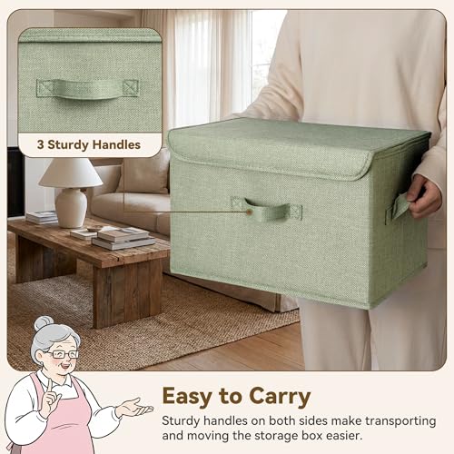 GRANNY SAYS Memory Keepsake Storage Box, Fabric Storage Bins with Lids - color: Sage Green, size: Large