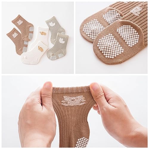 J Poqobog Baby Non Slip Grip Crew Socks,Toddler Boys Socks Girls Cotton - color: Girls, size: 3-5T
