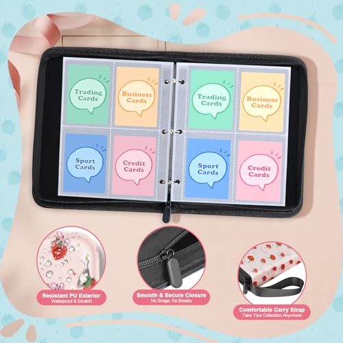 Premium 4-Pocket Trading Card Binder, 400-Card Capacity, Strawberry Pink - color: Strawberry Pink
