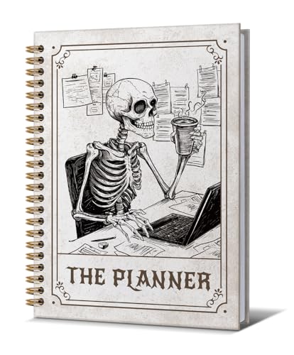 Planner Notebook for Men-CuteTarot Card Notebook Depression Quotes For Women Friends Gifts On Birthday Christmas Mother's Day,Gothic Goth Skull Gold Spiral Bound Hardcover,5.8"x8.3" - color: The planner