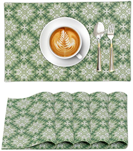 Ruvanti Placemats Set of 6, 100% Cotton Place Mats of 13"x19" – Grass Green - color: Grass Green