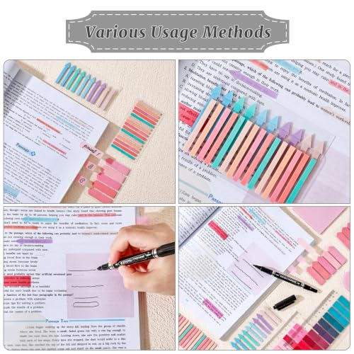 1450 Sheets Transparent Sticky Notes, 3 x 3 inch Aesthetic Clear Lined Sticky Notes with Pen, Gradient Color Waterproof Self-Adhesive Annotation Tabs for Bible Journaling (Pink) - color: Pink