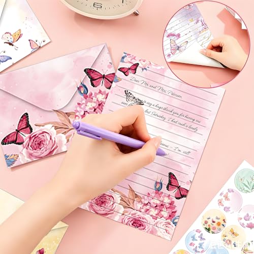FUNCLASS 160 Pcs Butterfly Stationery Set Letter and Envelopes - color: Butterfly