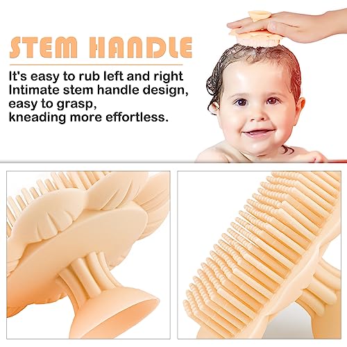 Baby Bath Silicone Brush Shower Scalp Brush Exfoliate and Massage Shampoo Scalp Scrubbie for All Hair Kid Newborn Toddler（Yellow） - color: Color 3