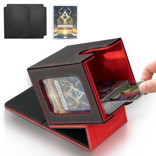 Card Deck Box for MTG Commander, Deck Case Holds 100 Double-Sleeved Cards - color: Black & Red, size: 1 Box