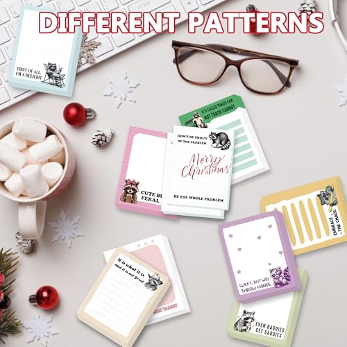 9Pcs Raccoon Sticky Notes, Funny Animals Self-Adhesive Notes, Cute Cartoon Raccoon Design Sticky Notepads for Teacher Student School Meeting Office Worker Accessories Gifts - color: Raccoon