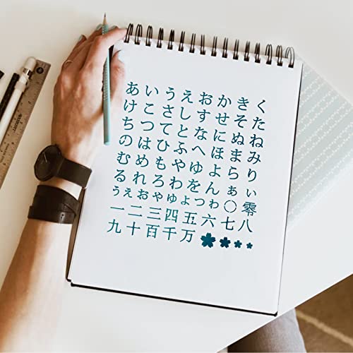 BENECREAT 6.2x6.2inch Japanese Hiragana Alphabet Metal Stencil, Steel Stencil Template for Wood Carving, Drawings and Woodburning, Engraving and Scrapbooking Project - color: Hiragana