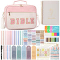 Flasoo All-in-One Bible Journaling Kit, Bible Study Supplies Include Bible Cover Case, Journal Notebook, Highlighters, Pens, Bible Verse Stickers, Tabs, Bookmarks for Christian Gift for Women