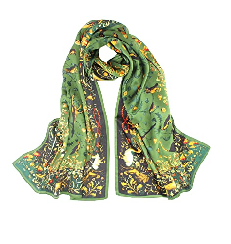 ANDANTINO 100% Silk Long Scarf-Women Large Oblong Shawls with Gift Packed - color: Jade Green