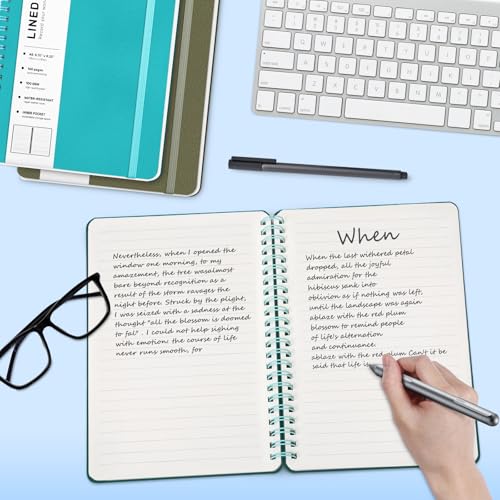 Lined Spiral Notebook for Women, A5 College Ruled Leather Spiral Journals - color: Lake Blue, size: A5