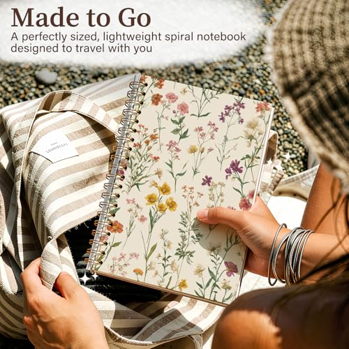 Enkvke Floral Notebook Wildflower Spiral Journal A5, - color: Floral-Cottagecore-A5