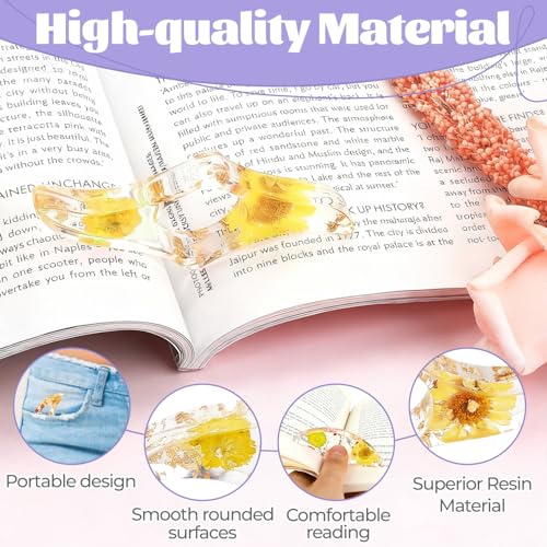 Thumb Book Page Holder 2PCS, Handmade Dried Flower Bookmark, Book Accessories for Reading Lovers, Unique Gifts for Book Lovers Teachers Students - color: Stylea 2pcs