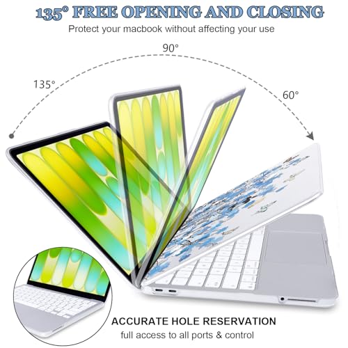 Hard Case for 2026 MacBook Neo 13" A3404 with Blue Floral Butterfly - color: Blue Floral and Butterfly