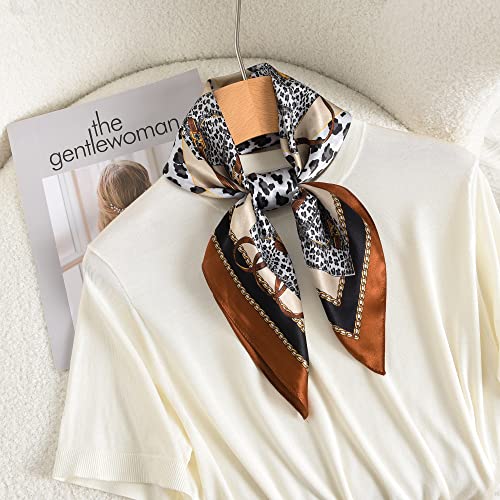 100% Mulberry Silk Scarf - 25.6" Square Neckerchief & Headscarf Gift Packed - color: Dark Brown