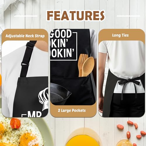 Mr. Good Lookin is Cookin Funny Aprons for Men with 2 Pockets, Cooking Apron for Dad, Gag Gifts for Men, Adjustable Grilling Apron for Husband, Chef Kitchen Gifts for Birthday & Father’s Day - A23 - color: Mr. Good Lookin is Cookin 3