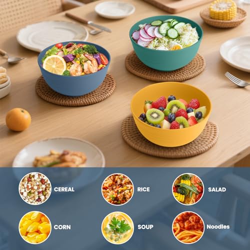 Wheat Straw Bowl 26oz, Unbreakable Cereal Bowls Set of 6 - Multi - color: Multicolor, size: 26 oz