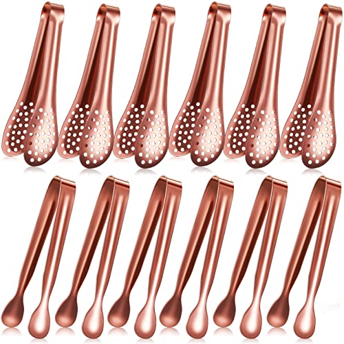 Vesici 12 Pcs Mini Serving Tongs 5 Inch Small Food Tongs, Rose Gold - color: Rose Gold
