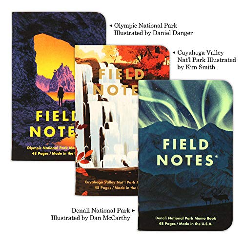Field Notes: National Parks Series (Series E - Denali, Cuyahoga, Olympic) - Graph Paper Memo Book 3-Pack - 3.5 x 5.5 Inch - color: Series E - Denali, Cuyahoga, Olympic