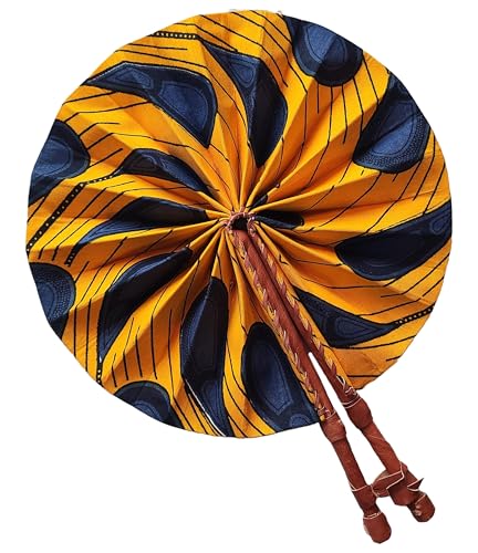 Kente African Print Foldable Hand Fan - color: Khanita