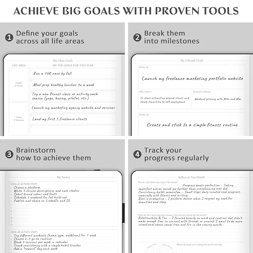 Legend Planner Undated, Weekly & Daily Goal Journal, A4 Black - color: Black (Undated), size: A4 (8.2'' x 11'')