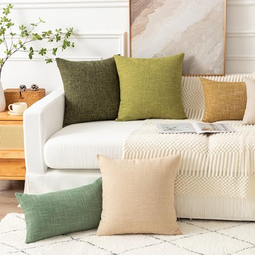 Kevin Textile Pack of 2, Decorative 2 Tone Linen Pillow Covers Cushion Cover for Chair/Sofa/Bed/Car, 16 x 16 Inches, Cream Beige - color: Cream Beige, size: 16" x 16" (Pack of 2)