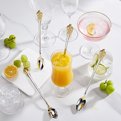KEAWELL Luxurious 4-Piece 9-Inch Iced Tea Spoon Set (Gold Accent) - color: Gold Accent