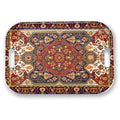 Serving Trays with Handles, 14.5 x 9.8 inch Rectangular Plastic Tray for Restaurant, Kitchen, Dark Red Pattern - color: Dark Red Pattern