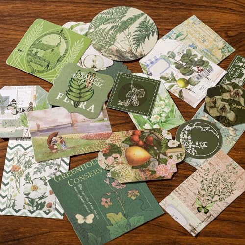 YagCu Botanical Scrapbooking Kit, Vintage Junk Journal Supplies for Adult, Green Large Collection Journal and Scrapbook Set, Journaling Materials, Arts Craft Beginner Stationery - color: Botanical