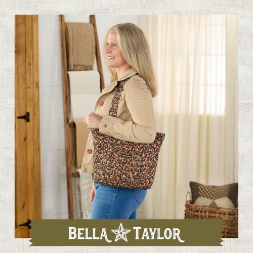 Bella Taylor Stride Tote, Quilted Shoulder Bag for Women - color: Twilight Garden