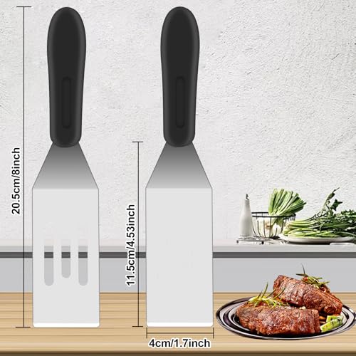 Small Spatula 2Pieces, Stainless Steel Spatula Set, Metal Spatulas for Kitchen Use for Serving and Turning, Ideal for Pancakes, Brownies, Desserts, Cookie, Eggs or Small Pan