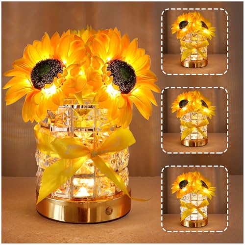 Sunflowers Flower Lamp Birthday Gifts for Women Mothers Day Gifts - style: Round