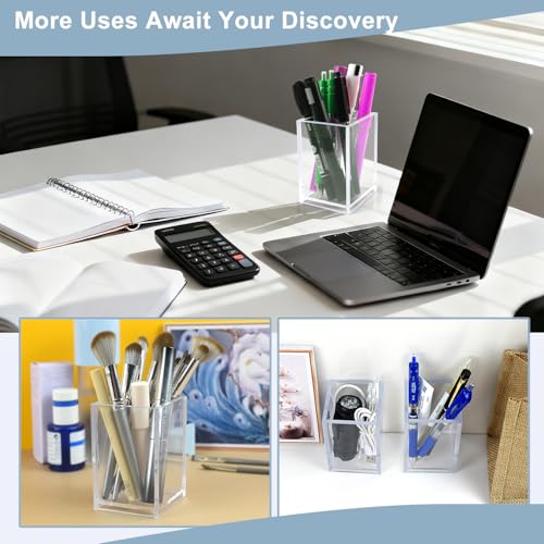 10 Pack Clear Acrylic Pen Holders, Pencil Cup Desk Organizers - color: 10pcs