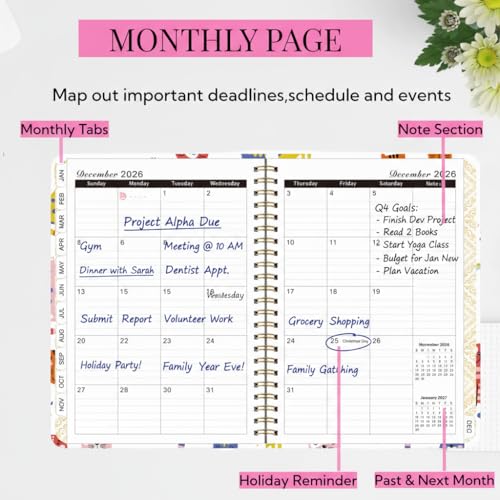2026-2027 Academic Planner Weekly and Monthly, A5 Agenda July 26 - June 27 - color: Light Pink