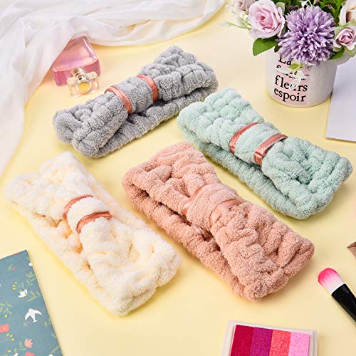 WILLBOND Spa Headband for Washing Face,Pink, Green, White and Grey - color: Pink, Green, White and Grey