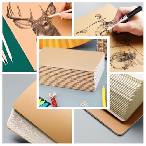 16 Pack Kraft Notebooks, 60 Pages Notebook, 8.3x5.5 Inch, A5 Notebooks for Work, Travel, Business, School & More - College Ruled Notebook - Softcover Journals for Women & Men - Lined Note Books - style: 16pack Lines pages