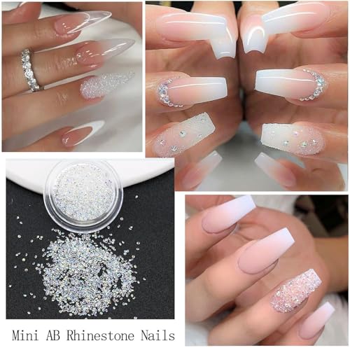 White Flower Nail Charms Rhinestones for Women Nail Design - color: Colorful-04