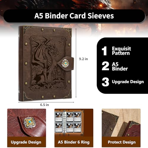 DUROTAN Card Binder 4-Pocket-Can Hold 240 Cards - color: 1-DragonKing-GrayBrown