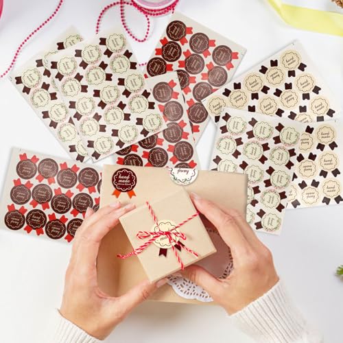 LELE LIFE 900 Handmade Stickers, 3 Styles, 300pcs Each, 2.8x3.5cm/1.1x1.4in, Paper, Rectangular, Perfect for Baked Goods Packaging