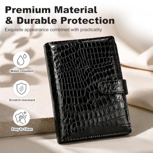 Convend A5 Kpop Photocard Binder with 30 Pack 4-Pocket Card Pages, 6 Ring Refillable Binder Album with 240 Card Slots, PU Leather Cover, Magnetic Closure, Trading Cards, Black Croc Textured - color: New-2, size: Luxe-A5