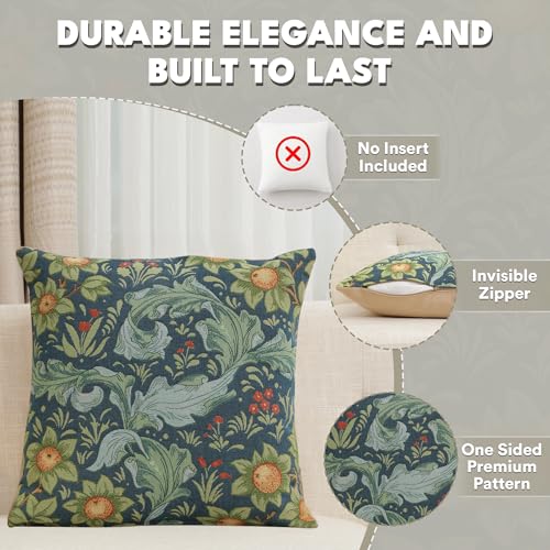 William Morris Arabesques Orange Tree Blue Tapestry Pillow Cover 19 x 19 in - color: Arabesques W/Orange Tree Blue, size: 19" x 19" (Pack of 1)