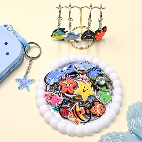 Cute Keychains Bulk, Keychain Charms Key Chain Trinkets Backpack Charms Accessories Keyring for Classroom Prizes - color: Ocean Animals