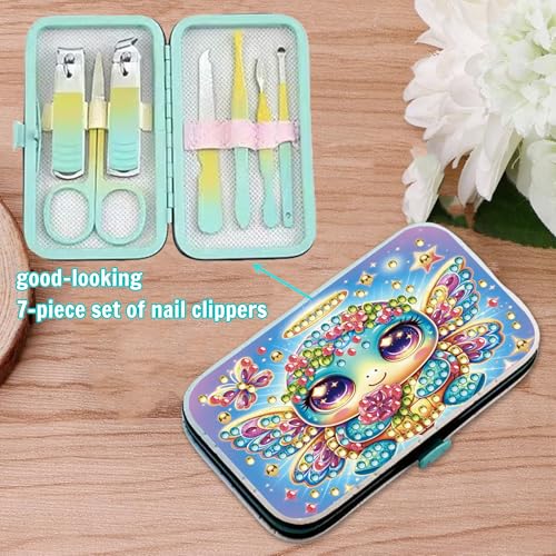 F-CANLAN Winged Turtle Butterfly Diamond Art Manicure Kit Nail Storage Case - color: Blue