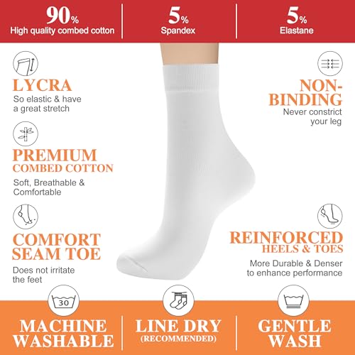 ATBITER Women Thin Cotton Crew Socks,Ankle Bootie Casual Dress Socks 6Pairs - color: 6 Pairs 3white+3black, size: 5-9