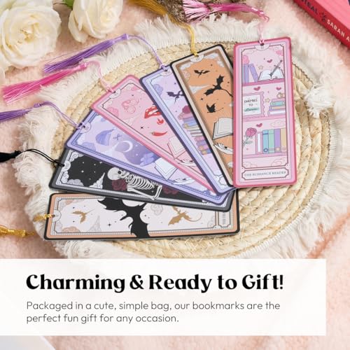 Kaciola Studio 10PCS Tarot Bookmarks, Funny Bookmarks for Women, Double Sided Fantasy Booklover Gifts, Cute Gifts for Romance Reader Friends Girls (Skeleton) - color: Tarot