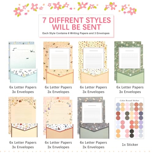 64 Pcs Stationery Paper Envelopes Set - color: Cute