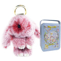 Cute Plush Bunny Keychain, Soft Fluffy Bag Charm for Backpacks & Purses - color: Red