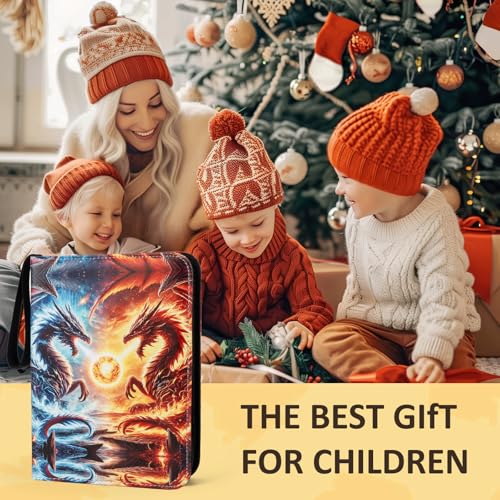 Trading Card Binder Album, 400 Pockets, 50 Removable 4-Pocket Pages, Waterproof (Dragon-A) - color: Dragon-A